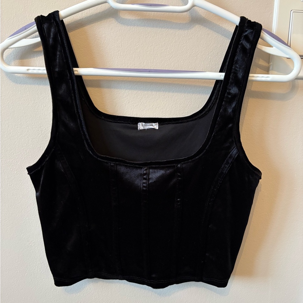 Garage Black Velvet Corset Tank Top